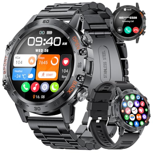 LIGE Smart Watch for Men, 1.39" HD Touch Screen with 100+ Sports Modes, IP68 Waterproof Military Smartwatch, Heart Rate/SpO2/Blood Pressure/Sleep Monitor, 400mAh Battery, Compatible with Android iOS von LIGE