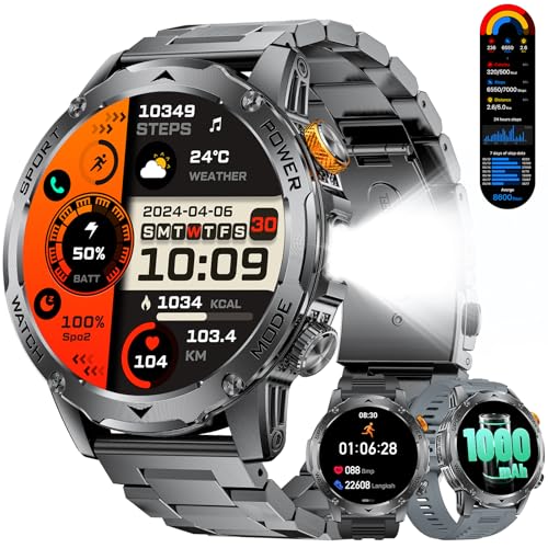 LIGE Smartwatch Herren mit Telefonfunktion, 1000mAh Großer Akku/LED Taschenlampe/3 Armbänders, 1.75''Großes Display Fitness Tracker 100+ Sportmodi Outdoor Sportuhr für Android iOS, Schwarzgrau LIGE Smartwatch Herren mit Telefonfunktion, 1000mAh Großer Akku/LED Taschenlampe/3 Armbänders, 1.75''Großes Display Fitness Tracker 100+ Sportmodi Outdoor Sportuhr für Android iOS, Schwarzgrau von LIGE