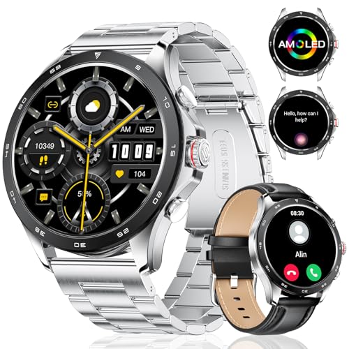 LIGE Smartwatch Herren mit Telefonfunktion, Aktivitätstracker Fitnessuhr Bluetooth Anruf mit Herzfrequenz Schlafmonitor 5ATM Wasserdicht Armbanduhr Sportuhren für Android iOS Handys von LIGE