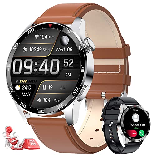 LIGE Smartwatch Herren mit Telefonfunktion,1.32'' HD Touchscreen,100 Sportmodi Fitness Tracker mit Pulsmesser/SpO2/Schrittzähler/Kalorien IP67 Wasserdicht Sportuhr Android iOS Braunes von LIGE