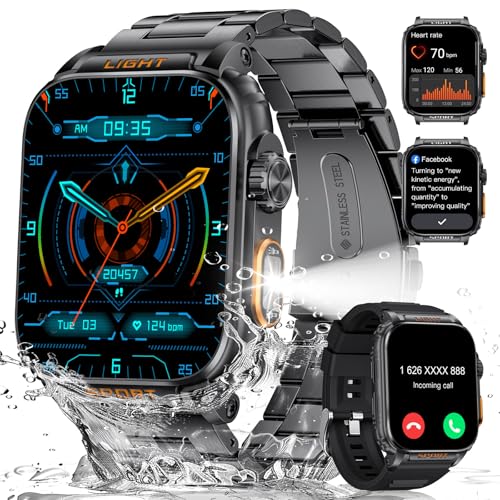 LIGE Smartwatch Herren mit Telefonfunktion Taschenlampe, 1,91" HD Militär Smart Watch 430mAh Akku Sportuhr, 110+ Sportmodi Herzfrequenz SpO2 Schlafmonitor IP68 Wasserdicht Fitnessuhr Android iOS LIGE Smartwatch Herren mit Telefonfunktion Taschenlampe, 1,91" HD Militär Smart Watch 430mAh Akku Sportuhr, 110+ Sportmodi Herzfrequenz SpO2 Schlafmonitor IP68 Wasserdicht Fitnessuhr Android iOS von LIGE
