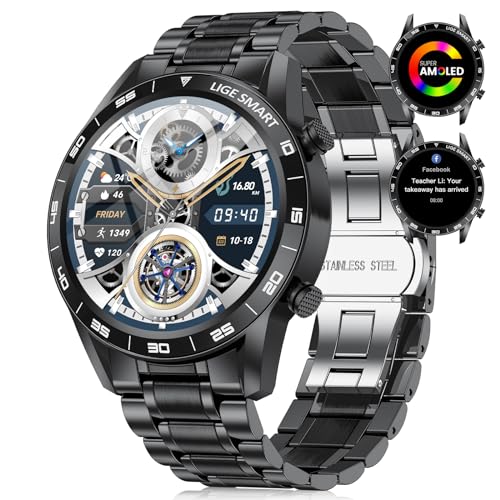 LIGE Smartwatch Herren mit Telefonfunktion und Sprachassistenz,1.43 Zoll AMOLED-Display Smart Watch,109 Sportmodi Fitnessuhr für Android iOS, Schwarz LIGE Smartwatch Herren mit Telefonfunktion und Sprachassistenz,1.43 Zoll AMOLED-Display Smart Watch,109 Sportmodi Fitnessuhr für Android iOS, Schwarz von LIGE