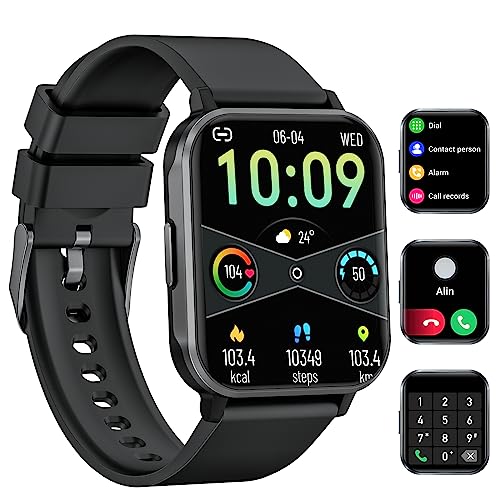 LIGE Smartwatch für Damen Herren mit Telefonfunktion, 1.83" Touchscreen Fitnessuhr 100+ Sportmodi Pulsmesser SpO2 Menstruationszyklus, IP68 Wasserdicht Schrittzähler für iOS Android Schwarz von LIGE