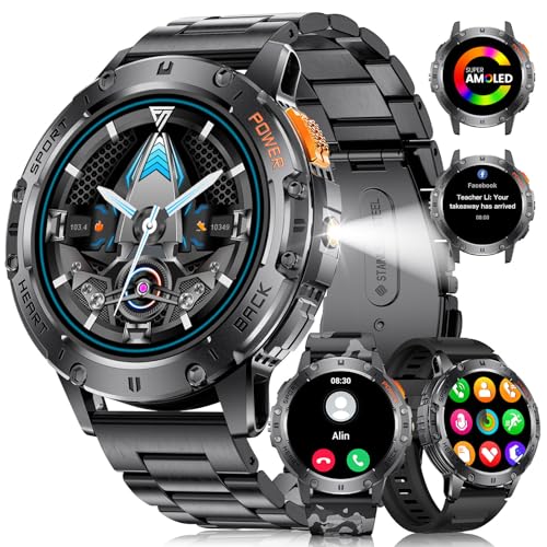 LIGE Smartwatch Herren mit Telefonfunktion,LED Taschenlampe, 530mAh Akku,1.43" AMOLED Display, Herzfrequenz Schlafmonitor, 110+Sportmodi,IP68 Wasserdicht Smart Watch für Android iOS Schwarz LIGE Smartwatch Herren mit Telefonfunktion,LED Taschenlampe, 530mAh Akku,1.43" AMOLED Display, Herzfrequenz Schlafmonitor, 110+Sportmodi,IP68 Wasserdicht Smart Watch für Android iOS Schwarz von LIGE