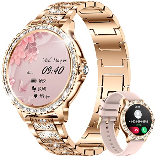 Smart Watch Damen Bluetooth Anrufe für Android iOS Telefon Sport Fitness Activity Tracker Weiblich 1,32" HD Full Touch Screen Herzfrequenz Schlaf Monitor Diamant Rose Gold Stahl Frauen Smartwatch Smart Watch Damen Bluetooth Anrufe für Android iOS Telefon Sport Fitness Activity Tracker Weiblich 1,32" HD Full Touch Screen Herzfrequenz Schlaf Monitor Diamant Rose Gold Stahl Frauen Smartwatch von LIGE
