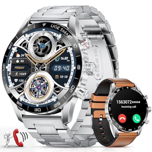 Smartwatch Herren mit 400mAh, 15 Tage Lange Akkulaufzeit für Android iOS,1.43‘’ AMOLED-Display,Bluetooth-Anrufe,Sprachassistenz,124 Sportmodi,5ATM Fitnessuhr mit Herzfreherzfrequenz/SpO2,3 Armbänder Smartwatch Herren mit 400mAh, 15 Tage Lange Akkulaufzeit für Android iOS,1.43‘’ AMOLED-Display,Bluetooth-Anrufe,Sprachassistenz,124 Sportmodi,5ATM Fitnessuhr mit Herzfreherzfrequenz/SpO2,3 Armbänder von LIGE