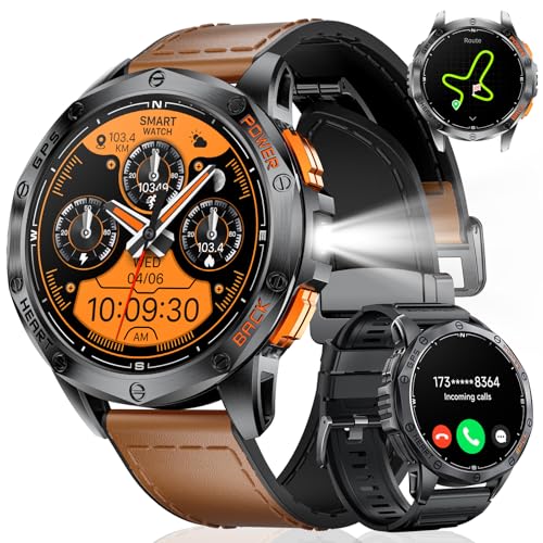 LIGE 1,43" AMOLED Smartwatch Herren mit GPS,530mAh Extra-großem Akku,10ATM Wasserdicht,Militärische Fitnessuhr mit Taschenlampe und Kompass Luftdruck Anrufe Gesundheitsmonitor für Android iOS LIGE 1,43" AMOLED Smartwatch Herren mit GPS,530mAh Extra-großem Akku,10ATM Wasserdicht,Militärische Fitnessuhr mit Taschenlampe und Kompass Luftdruck Anrufe Gesundheitsmonitor für Android iOS von LIGE
