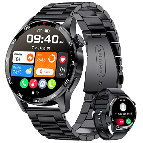 Smartwatch Herren mit Telefonfunktion,1.32 Zoll Sport Fitness Armbanduhr mit Herzfrequenz Schlafmonitor Schrittzähler,IP67 Wasserdicht Outdoor Edelstahl Smart Watch Männer für Android iOS von LIGE