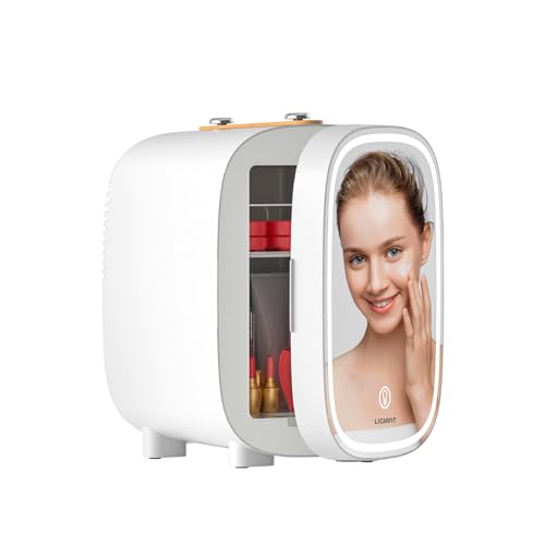 DF01A Mini Kosmetik Kühlschrank, 4L Mini-Kühlschrank mit 3-stufig LED Spiegel, Geräuscharm, Kleiner Hautpflege Kühlschrank mit Kühl- und Heizfunktion, Tragbares Design für Schlafzimmer, Büro und Auto DF01A Mini Kosmetik Kühlschrank, 4L Mini-Kühlschrank mit 3-stufig LED Spiegel, Geräuscharm, Kleiner Hautpflege Kühlschrank mit Kühl- und Heizfunktion, Tragbares Design für Schlafzimmer, Büro und Auto von LIGIANT