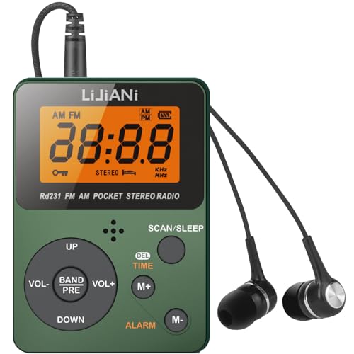 rd231 Pocket AM FM Radio tragbar mit bestem Empfang, Stromversorgung durch AAA-Batterie, Mini-Digital-Tuning, Walkman-Radio mit Stereo-Kopfhörer, großer LCD-Bildschirm und Sperrbildschirm für rd231 Pocket AM FM Radio tragbar mit bestem Empfang, Stromversorgung durch AAA-Batterie, Mini-Digital-Tuning, Walkman-Radio mit Stereo-Kopfhörer, großer LCD-Bildschirm und Sperrbildschirm für von LIJIANI