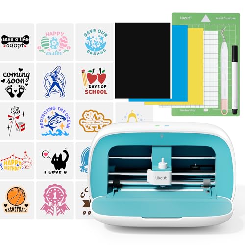 Likcut S501 Schneideplotter, Plotter maschine mit Intelligenter Einbau Speicher, Verfügbar für Vinyl, Iron on und Karten, Plotter mit Einsteiger Set, Blau Likcut S501 Schneideplotter, Plotter maschine mit Intelligenter Einbau Speicher, Verfügbar für Vinyl, Iron on und Karten, Plotter mit Einsteiger Set, Blau von LIKCUT