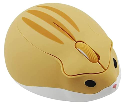 Hamster Form Kabellose Maus Computer Maus 1200DPI niedlich Cartoon Leise Funkmaus für Kinder Mädchen Tragbare Wireless Mouse für Links und Rechtshänder, PC/Laptop/Windows/Linux, Geschenk Gelb von LIKE SHOW