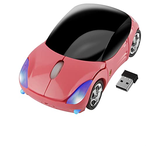Kabellose Maus Sportwagen Design Funkmaus, 2,4 GHz 1600DPI PC Maus Laptop Maus Wireless Optische Maus mit USB Nano Empfänger, Auto Style Maus für Windows/Mac/Linux, Office Home, Geschenk, Rosa von LIKE SHOW