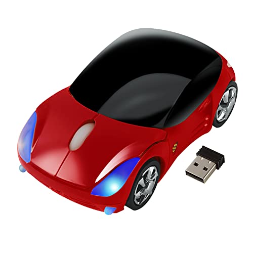Kabellose Maus Sportwagen Design Funkmaus, 2,4 GHz 1600DPI PC Maus Laptop Maus Wireless Optische Maus mit USB Nano Empfänger, Auto Style Maus für Windows/Mac/Linux, Office Home, Geschenk, Rot von LIKE SHOW