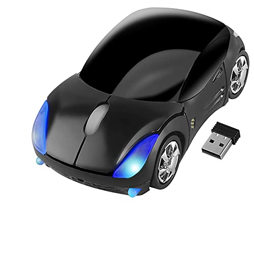 Kabellose Maus Sportwagen Design Funkmaus, 2,4 GHz 1600DPI PC Maus Laptop Maus Wireless Optische Maus mit USB Nano Empfänger, Auto Style Maus für Windows/Mac/Linux, Office Home, Geschenk, Schwarz von LIKE SHOW