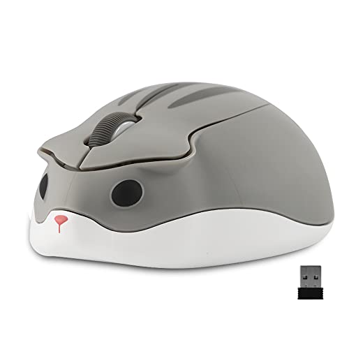 LIKE SHOW Hamster Form Kabellose Maus Computer Maus 1200DPI niedlich Cartoon Leise Funkmaus für Kinder Tragbare Wireless Mouse für Links und Rechtshänder, PC/Laptop/Windows/Linux, Geschenk Grau von LIKE SHOW