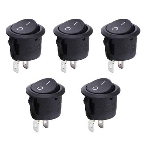 5 Stück Kippschalter 12v,Ein Aus Schalter 2 Polig,Mini Wippschalter Mikroschalter Kfz für Lampenschalter Switch Taster,Schwarz Rocker Rund,Einbau Wohnmobil,Auto Boot Haushaltsgeräte,Einrastbare ON/OFF 5 Stück Kippschalter 12v,Ein Aus Schalter 2 Polig,Mini Wippschalter Mikroschalter Kfz für Lampenschalter Switch Taster,Schwarz Rocker Rund,Einbau Wohnmobil,Auto Boot Haushaltsgeräte,Einrastbare ON/OFF von LILIKAI