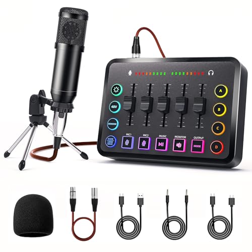 LILUOSUO mischpult Podcasting-Ausrüstung einschließlich Audiomischer und Streaming-Mikrofon für Videoproduktion, Live-Streaming, Voice-over-Gaming usw., kompatibel mit mehreren Systemen und Software. von LILUOSUO