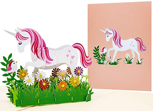 LIMAH® Pop Up 3D Geburtstagskarte für Kinder Happy Birthday. Geschnekkarte mit einem Einhorn für Mädchen. Einladungskarte zur Geburtstagsfeier/-party. von LIMAH