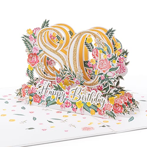 LIMAH® Pop Up 3D Geburtstagskarte für Sie/Hochwertige Grußkarte für Frau zum 80. Geburtstag, Jubiläum/Happy Birthday mit der Zahl 80 Motiv von LIMAH