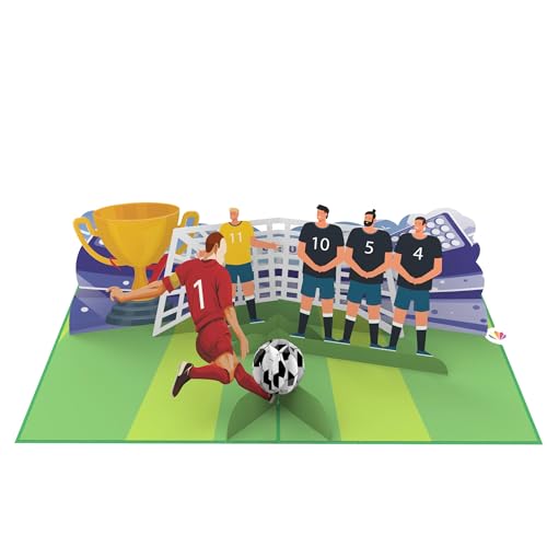 LIMAH® Pop-Up Karte Fussball - 3D Fussbalkarte zum Geburtstag, Turnier, Sieg, Vatertag oder als Geschenk - Glückwunschkarte für Fussballfans, Mann, Frau Kinder und Verein von LIMAH