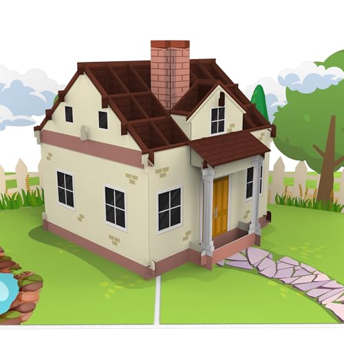 LIMAH® Pop-Up Karte Haus | 3D Glückwunschkarte mit Garten und Teich zum Einzug, Richtfest, Hausbau, Hauskauf oder Umzug | als Gutschein oder Geldgeschenk von LIMAH