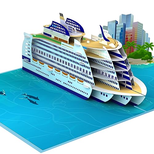 LIMAH® Pop-Up Karte Kreuzfahrt - 3D Geburtstagskarte – Gutschein, Geschenk für Schiffsreise, Urlaub, Flitterwochen- Kreuzfahrtschiff Reisen von LIMAH