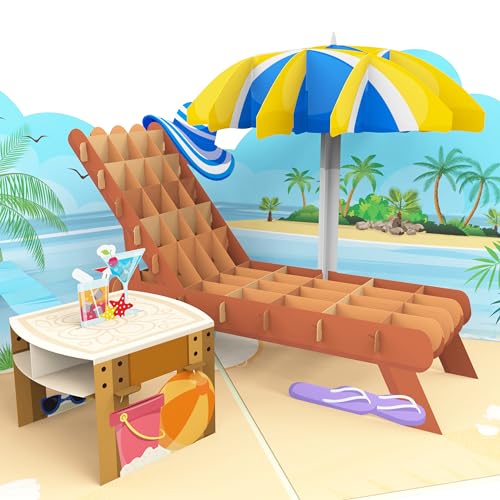 LIMAH® Pop Up Karte Urlaub | 3D Urlaubskarte, Gutscheinkarte, mit Strandmotiv für Flitterwochen, Urlaub oder Reise | Besonderes Geschenk, Gutschein für die Urlaubskasse, Reisekasse von LIMAH