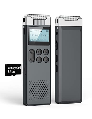 LIMENAMICS Digitales Diktiergerät - 80GB 3072kbps Eingebauter Flash-Speicher Sprachaktiviertes Aufnahmegerät, One-Touch-Aufnahme mit Passwort MP3-Player für Vortrag, Vorlesung, Interview, Meeting von LIMENAMICS