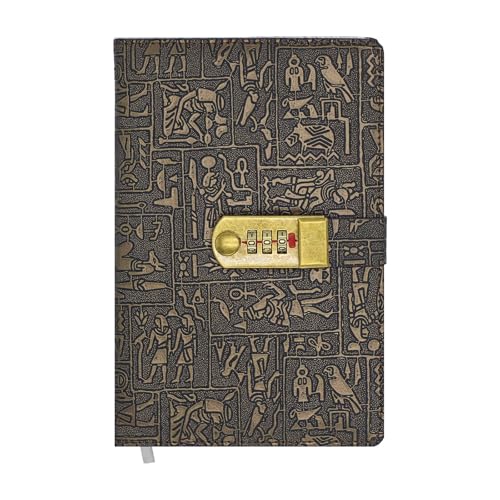 LIMEQKI Notizbuch Leder Mit Schloss, A5 Retro Vintage Tagebuch für Erwachsene Mit Code, Tagebücher von 150 Pictures/300 Pages für Arbeit, Geschäft, Lehrer, Reisen (22 x 15 x 2.5 cm) von LIMEQKI