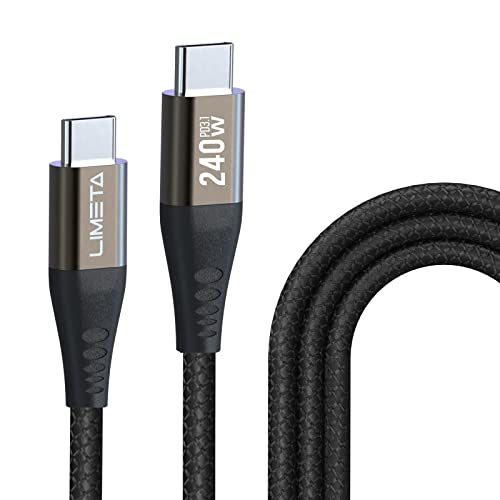 LIMETA 240W USB-C zu USB-C Kabel - Schnellladen & Datentransfer für MacBook, iPad Pro, Galaxy S21, Pixel, Nintendo Switch - Nylon geflochten - PD 3.0 & Typ C kompatibel (1Stück, 1.2m) von LIMETA
