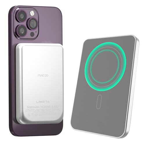 LIMETA 5000mAh Magnetisches drahtloses tragbares Ladegerät mit Zwei-Wege-USB-C-Anschluss - Visuell Beeinträchtigungsfreundlicher Signalgeber - Kompatibel mit iPhone 16/15/14/13/12/Pro/Max LIMETA 5000mAh Magnetisches drahtloses tragbares Ladegerät mit Zwei-Wege-USB-C-Anschluss - Visuell Beeinträchtigungsfreundlicher Signalgeber - Kompatibel mit iPhone 16/15/14/13/12/Pro/Max von LIMETA