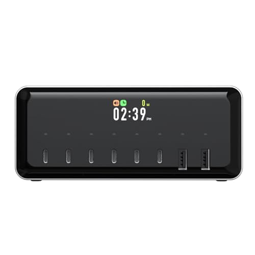 Limeta MDSS2 8-Port USB ladestation, unterstützt bis zu 200W Ausgangsleistung, eingebauter Lüfter für aktive Kühlung, Farb-Touchscreen-Display, unterstützt Schnellladen für 8 Geräte gleichzeitig, von LIMETA