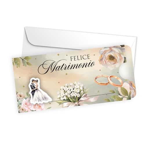 LINA OFFICINE GRAFICHE CREATIVE Hochzeitskarte mit Umschlag, florales Design mit Ringen, 22 x 10,5 cm LINA OFFICINE GRAFICHE CREATIVE Hochzeitskarte mit Umschlag, florales Design mit Ringen, 22 x 10,5 cm von LINA OFFICINE GRAFICHE CREATIVE