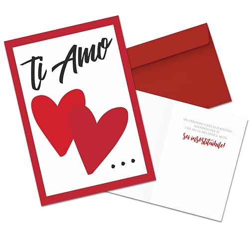 LINA OFFICINE GRAFICHE CREATIVE Valentinstagskarte im Format 17 x 12 cm mit dem Schriftzug TIA MO LINA OFFICINE GRAFICHE CREATIVE Valentinstagskarte im Format 17 x 12 cm mit dem Schriftzug TIA MO von LINA OFFICINE GRAFICHE CREATIVE