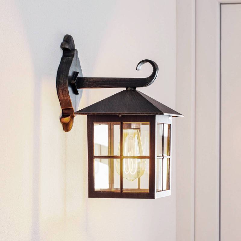 Lindby Außenwandleuchte Ida, rostfarben, Laterne, 34 cm, E27 von LINDBY