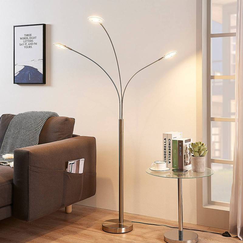Lindby LED-Stehlampe Anea, 168 cm, 3-flammig, nickelfarben von LINDBY