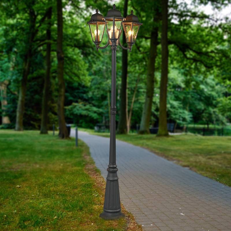Lindby Außenlampe Edana, 212cm, 3-flg., anthrazit, E27, IP44 von LINDBY