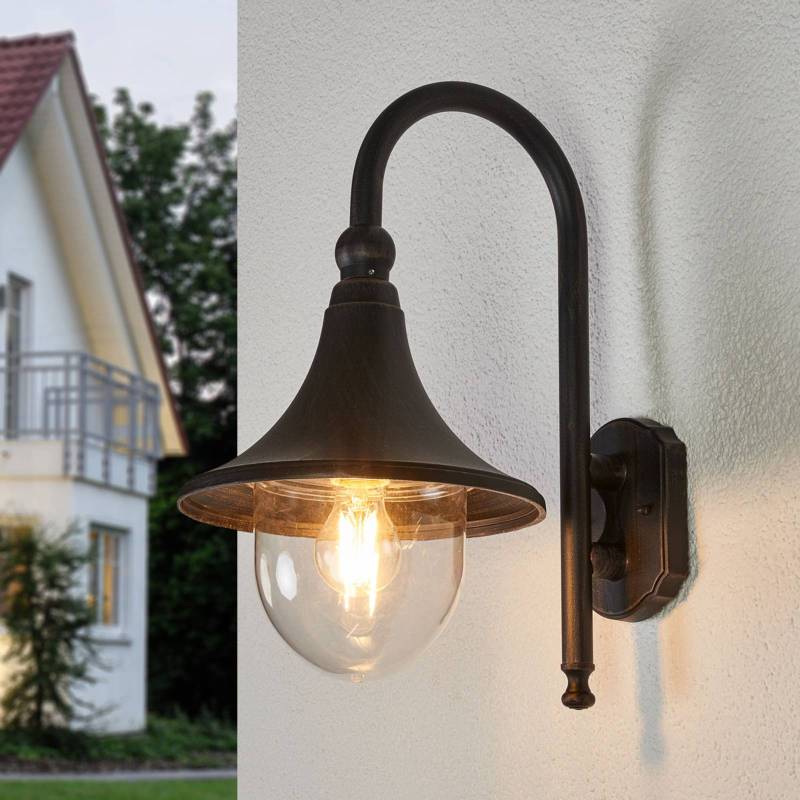 Lindby Außenwandleuchte Daphne, antikschwarz, Metall, E27 von LINDBY