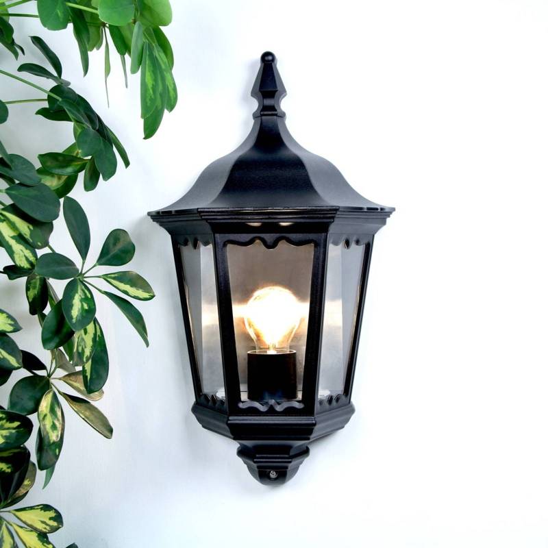 Lindby Außenwandleuchte Lieva, Höhe 44 cm, schwarz, Glas von LINDBY