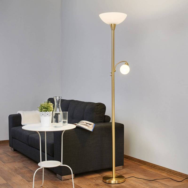 Lindby Stehlampe Elaina, Leselicht, messing, 183 cm, E27 von LINDBY