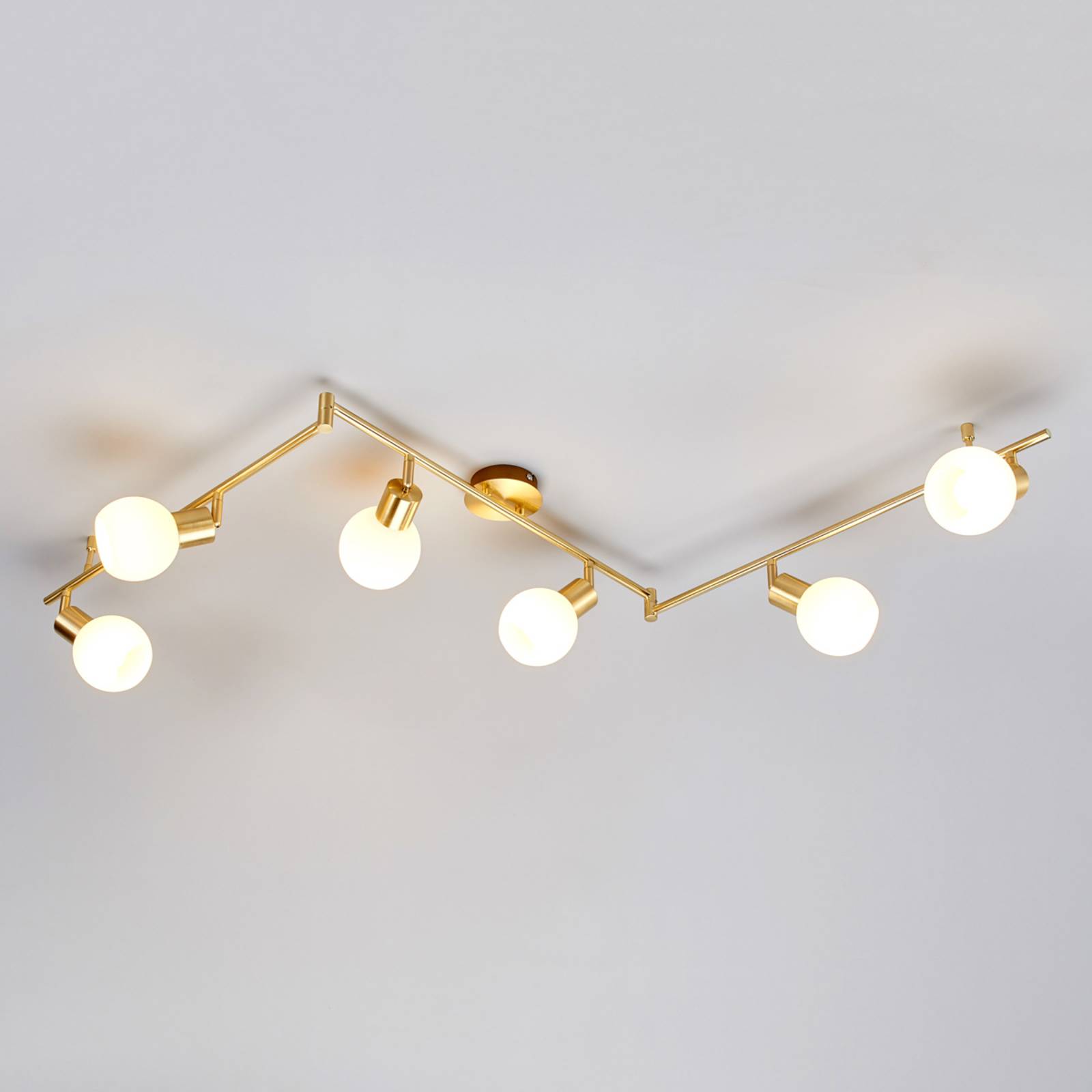 Lindby Deckenlampe Elaina, 180cm, 6-flg., messing, Glas, E14 Lindby Deckenlampe Elaina, 180cm, 6-flg., messing, Glas, E14 von LINDBY