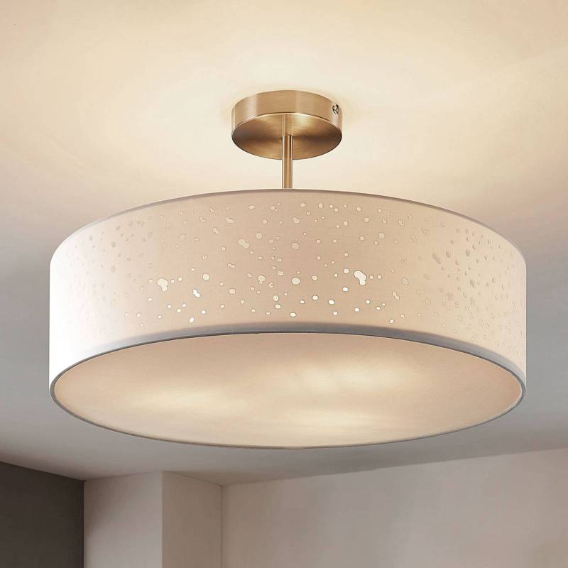 Lindby Deckenlampe Umma, Abstand, weiß, Stoff, Ø 50 cm, E27 von LINDBY
