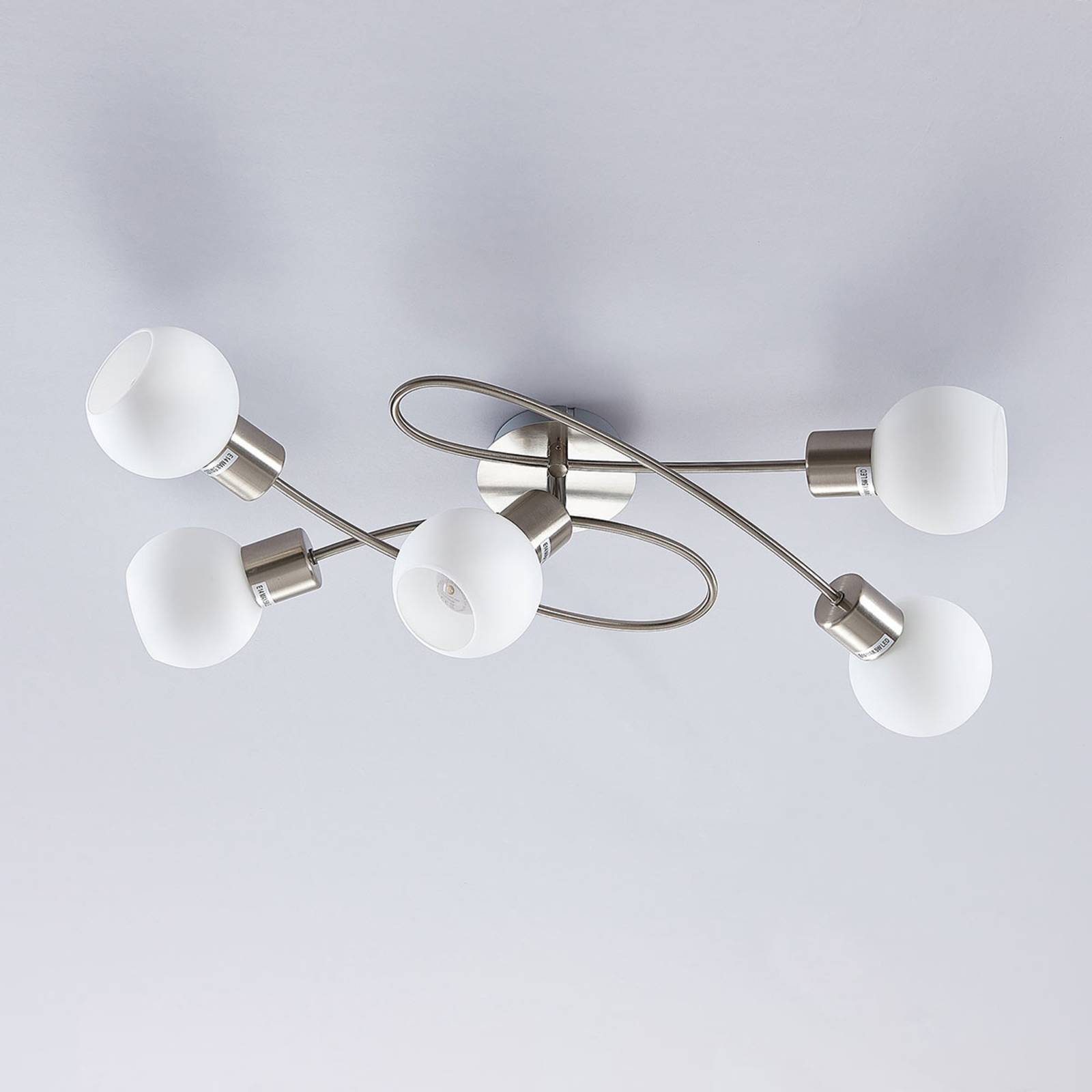 Lindby Deckenlampe Elaina, 65 cm, 5-flg., nickel, Glas, E14 Lindby Deckenlampe Elaina, 65 cm, 5-flg., nickel, Glas, E14 von LINDBY