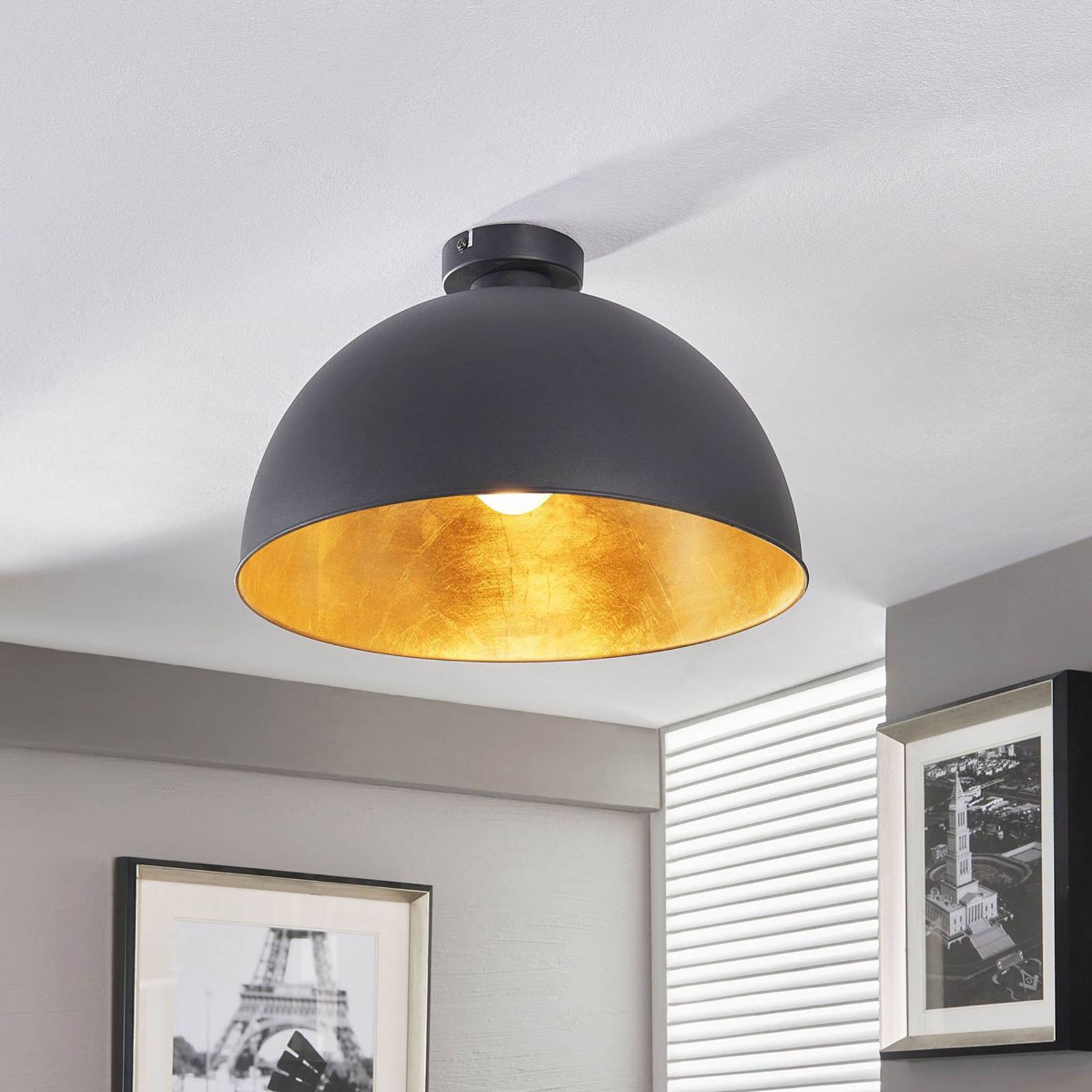 Lindby Deckenleuchte Lya, Ø 40 cm, schwarz-gold, Metall Lindby Deckenleuchte Lya, Ø 40 cm, schwarz-gold, Metall von LINDBY