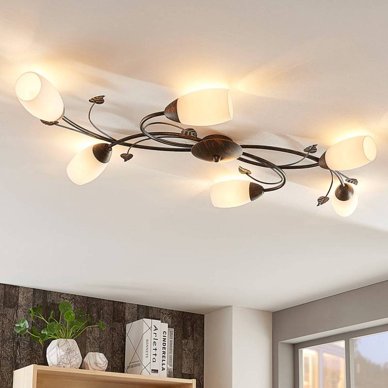 Lindby Deckenleuchte Stefania, 6-flg., schwarz/gold, 68cm von LINDBY
