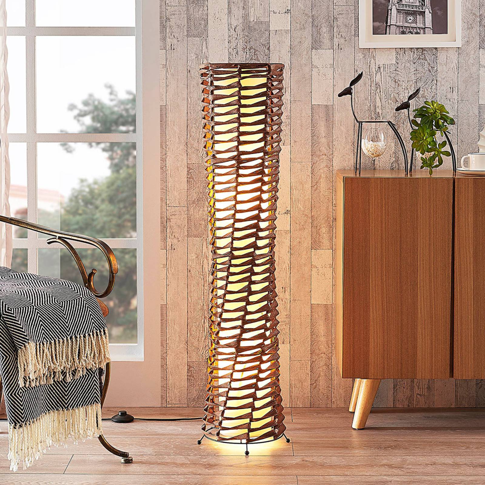 Lindby Stehlampe Joas, 110 cm, Papier, Textil, braun Lindby Stehlampe Joas, 110 cm, Papier, Textil, braun von LINDBY