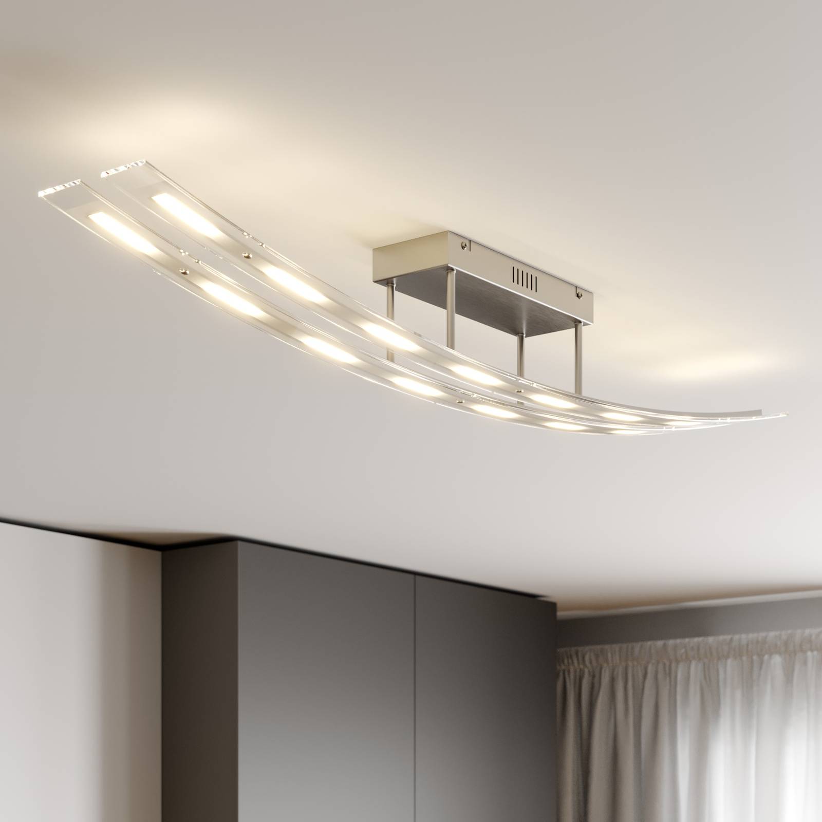 Lindby LED-Deckenleuchte Jarda, Glas, 134 cm lang, dimmbar Lindby LED-Deckenleuchte Jarda, Glas, 134 cm lang, dimmbar von LINDBY