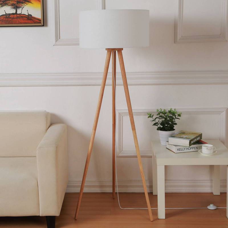 Lindby Stehleuchte Charlia, weiß, Holz, Höhe 150cm von LINDBY