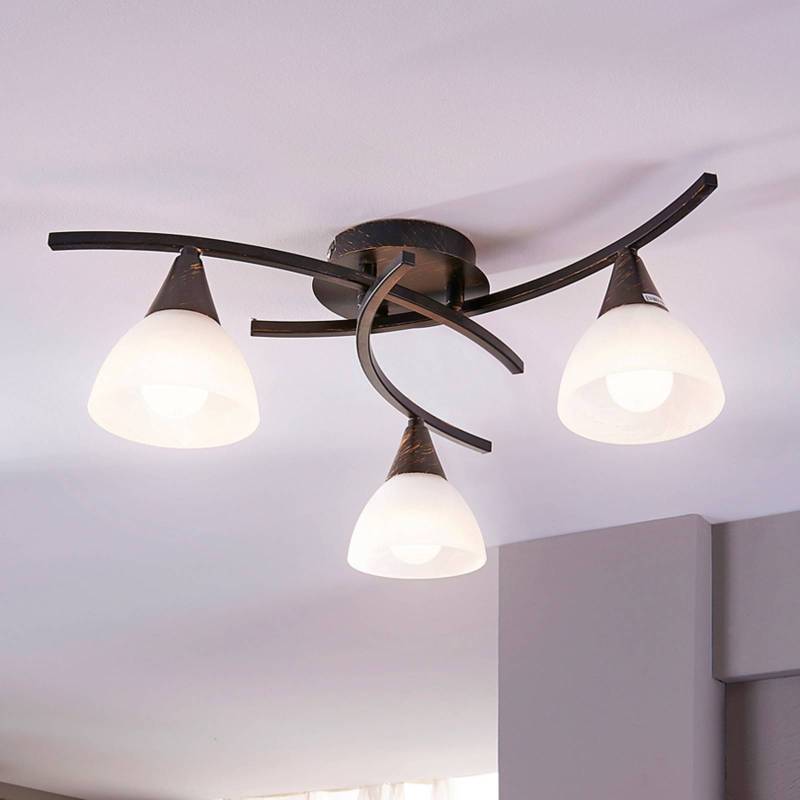 Lindby Deckenlampe Della, schwarz-gold, Ø 58 cm, 3-flg., E14 von LINDBY